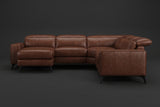 Esther Distressed Italian Aniline Leather Corner Recliner Sectional Sofa