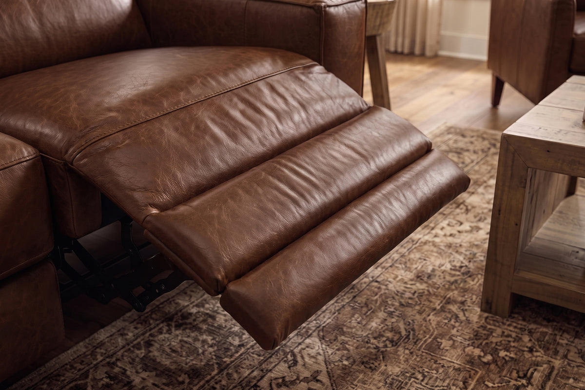 Esther Distressed Italian Aniline Leather Corner Recliner Sectional Sofa