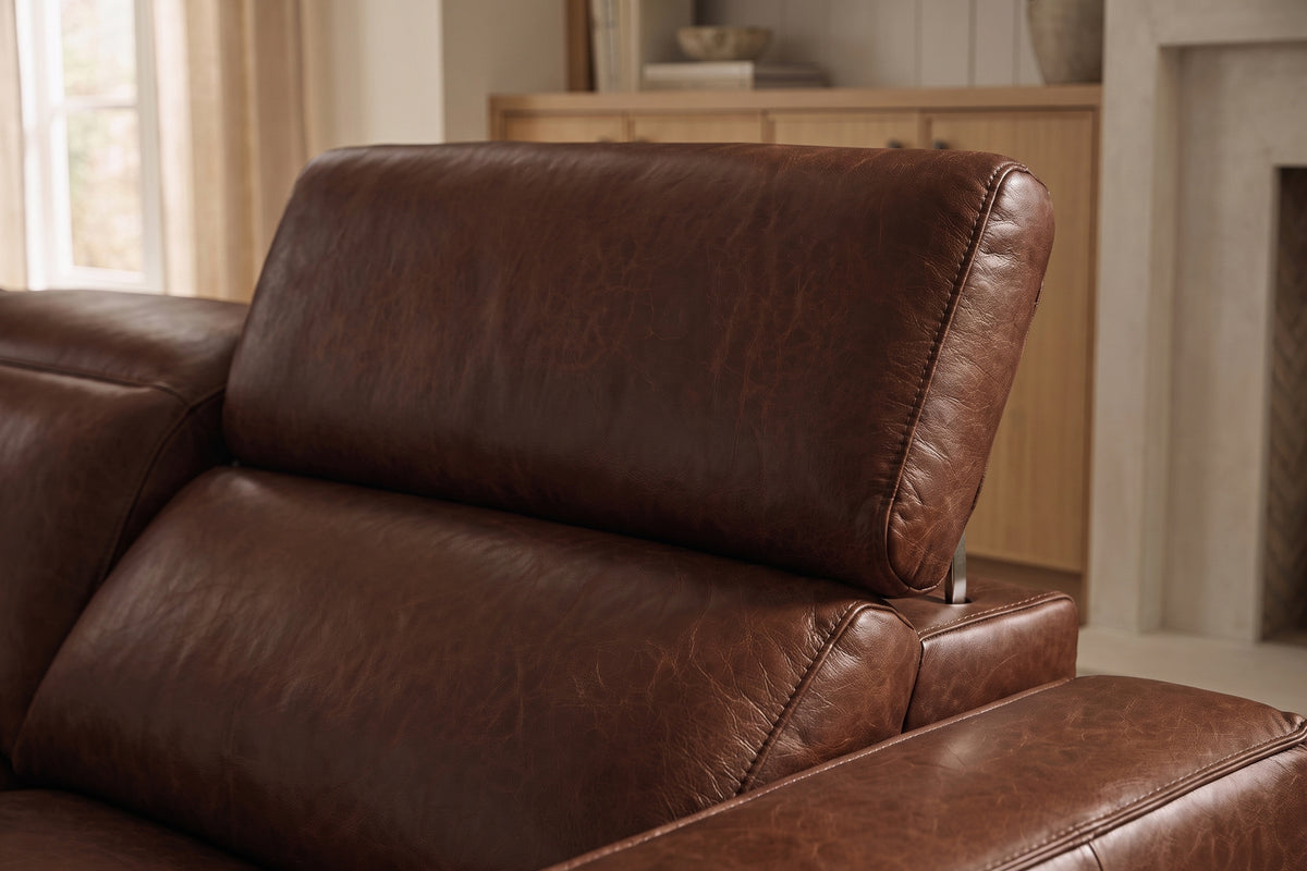 Esther Distressed Italian Aniline Leather Power Dual Recliner Sofa