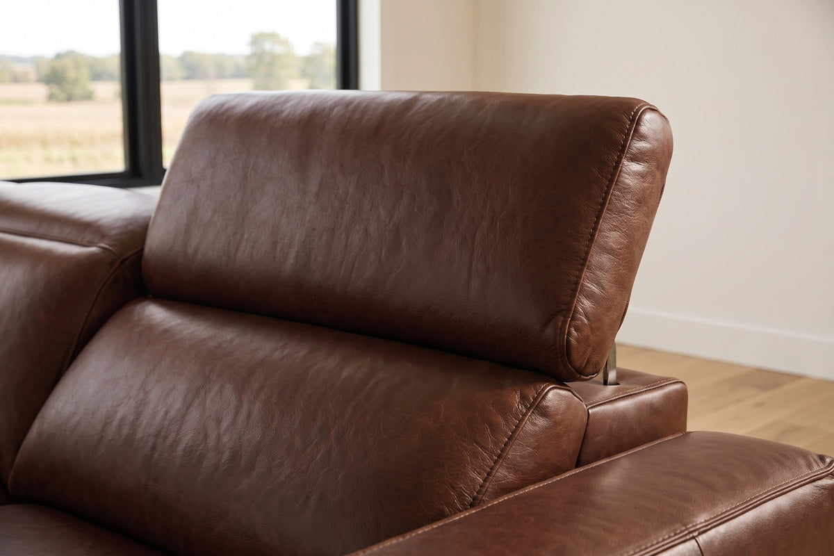 Esther Distressed Italian Aniline Leather Corner Recliner Sectional Sofa