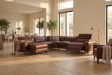 Esther Distressed Italian Aniline Leather Corner Recliner Sectional Sofa