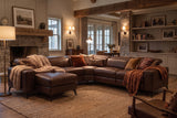 Esther Distressed Italian Aniline Leather Corner Recliner Sectional Sofa