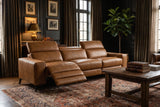 Esther Distressed Italian Aniline Leather Power Dual Recliner Sofa