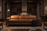 Esther Distressed Italian Aniline Leather Power Dual Recliner Sofa