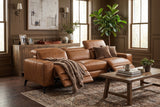 Esther Distressed Italian Aniline Leather Power Dual Recliner Sofa