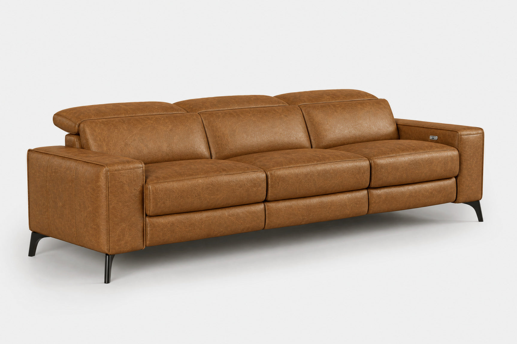 Esther Distressed Italian Aniline Leather Power Dual Recliner Sofa