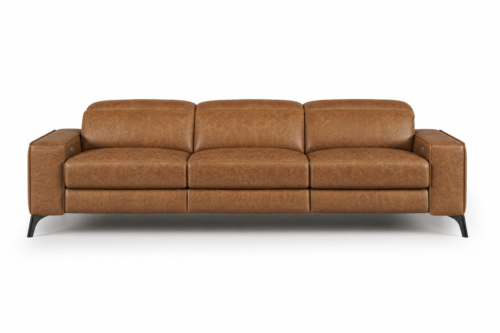 Esther Distressed Italian Aniline Leather Power Dual Recliner Sofa