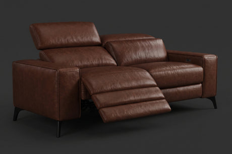 Esther Distressed Italian Aniline Leather Power Dual Recliner Sofa