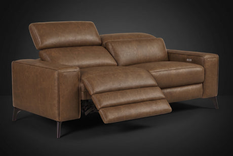 Esther Distressed Italian Aniline Leather Power Dual Recliner Sofa