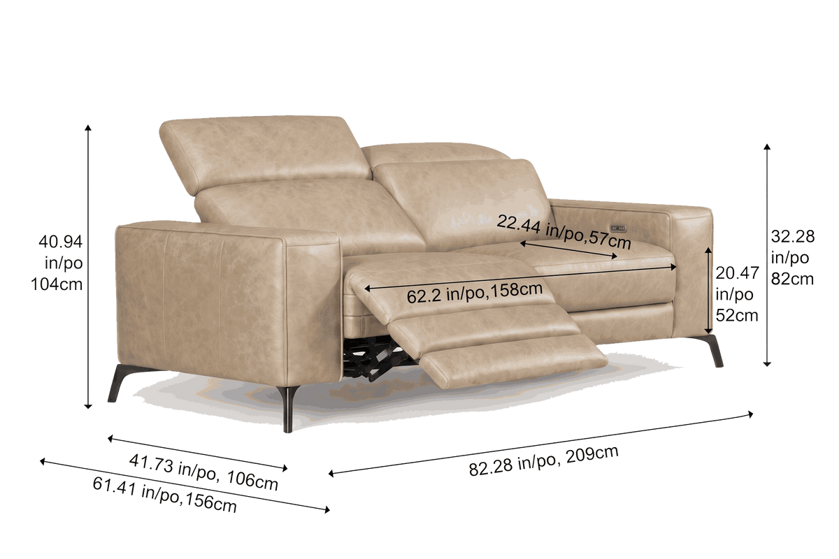 Esther Distressed Italian Aniline Leather Power Dual Recliner Sofa