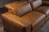 Esther Distressed Italian Aniline Leather Power Dual Recliner Sofa