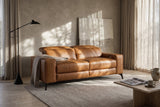 Esther Distressed Italian Aniline Leather Power Dual Recliner Sofa