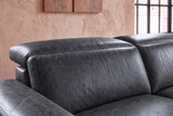 Esther Distressed Italian Aniline Leather Power Dual Recliner Sofa