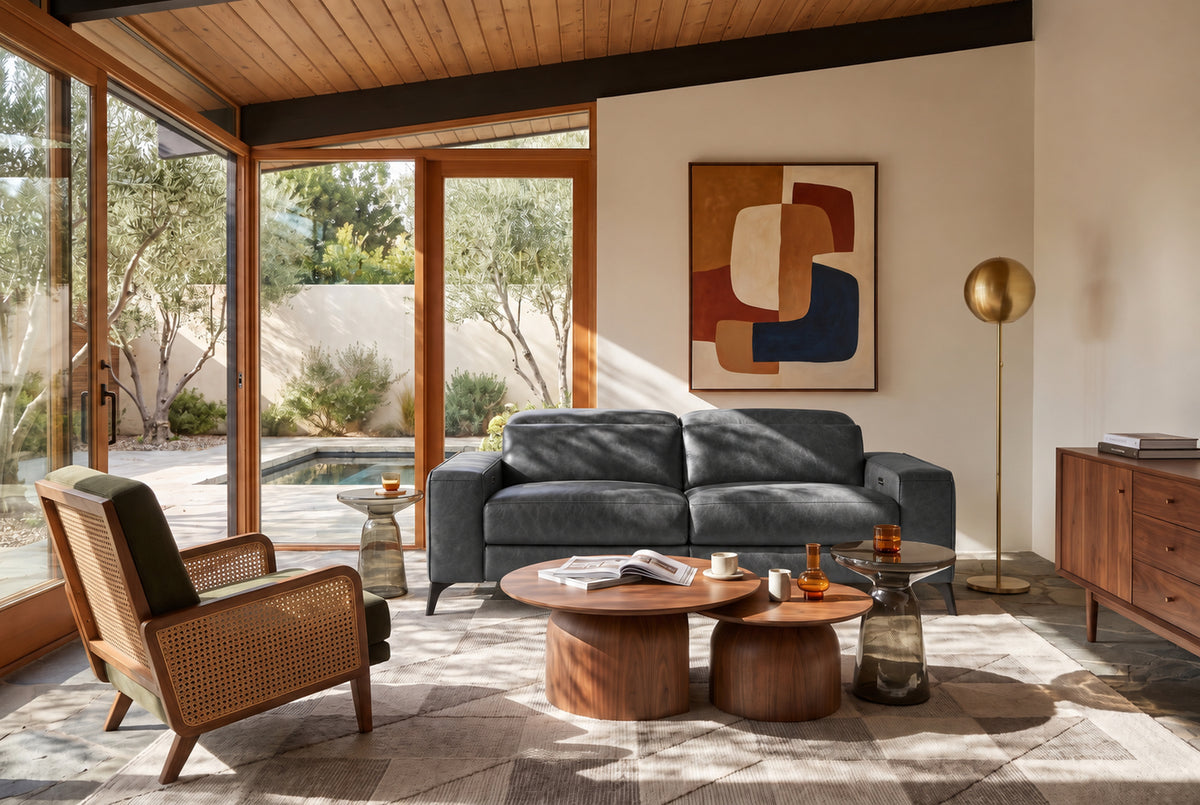 Esther Distressed Italian Aniline Leather Power Dual Recliner Sofa
