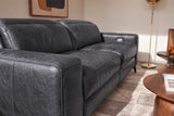 Esther Distressed Italian Aniline Leather Power Dual Recliner Sofa