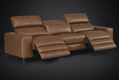 Esther Distressed Italian Aniline Leather Power Dual Recliner Sofa