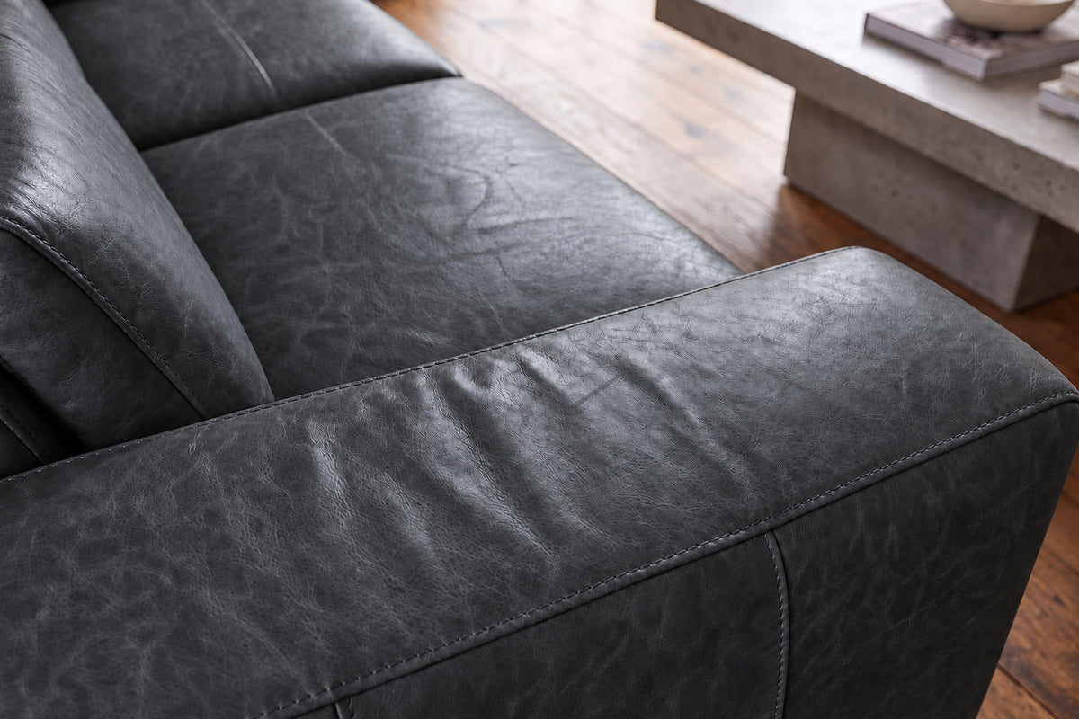 Esther Distressed Italian Aniline Leather Power Dual Recliner Sofa