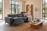 Esther Distressed Italian Aniline Leather Power Dual Recliner Sofa