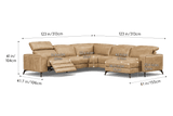 Esther Distressed Italian Aniline Leather Corner Recliner Sectional Sofa