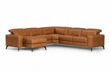 Esther Distressed Italian Aniline Leather Corner Recliner Sectional Sofa