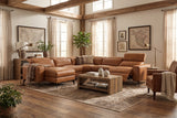 Esther Distressed Italian Aniline Leather Corner Recliner Sectional Sofa