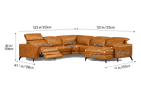 Esther Distressed Italian Aniline Leather Corner Recliner Sectional Sofa