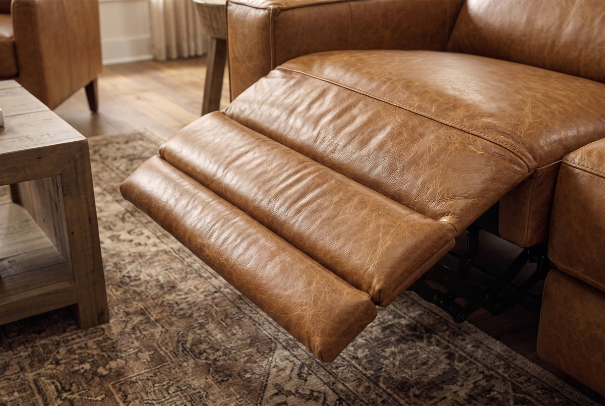 Esther Distressed Italian Aniline Leather Corner Recliner Sectional Sofa