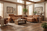 Esther Distressed Italian Aniline Leather Corner Recliner Sectional Sofa