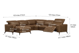 Esther Distressed Italian Aniline Leather Corner Recliner Sectional Sofa