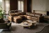 Esther Distressed Italian Aniline Leather Corner Recliner Sectional Sofa