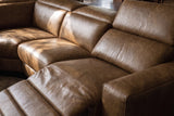 Esther Distressed Italian Aniline Leather Corner Recliner Sectional Sofa