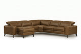 Esther Distressed Italian Aniline Leather Corner Recliner Sectional Sofa