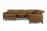 Esther Distressed Italian Aniline Leather Corner Recliner Sectional Sofa