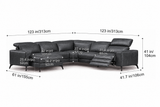 Esther Distressed Italian Aniline Leather Corner Recliner Sectional Sofa