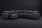 Esther Distressed Italian Aniline Leather Corner Recliner Sectional Sofa