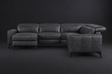 Esther Distressed Italian Aniline Leather Corner Recliner Sectional Sofa