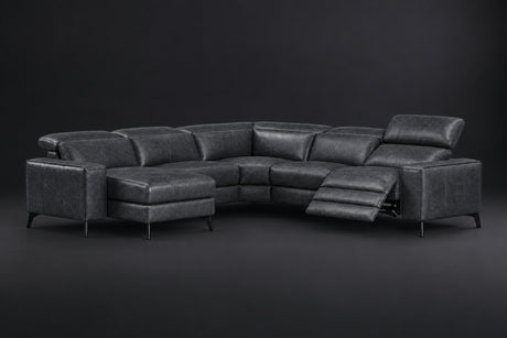 Esther Distressed Italian Aniline Leather Corner Recliner Sectional Sofa