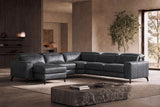 Esther Distressed Italian Aniline Leather Corner Recliner Sectional Sofa