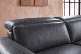 Esther Distressed Italian Aniline Leather Corner Recliner Sectional Sofa