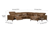 Esther Distressed Italian Aniline Leather Corner Recliner Sectional Sofa