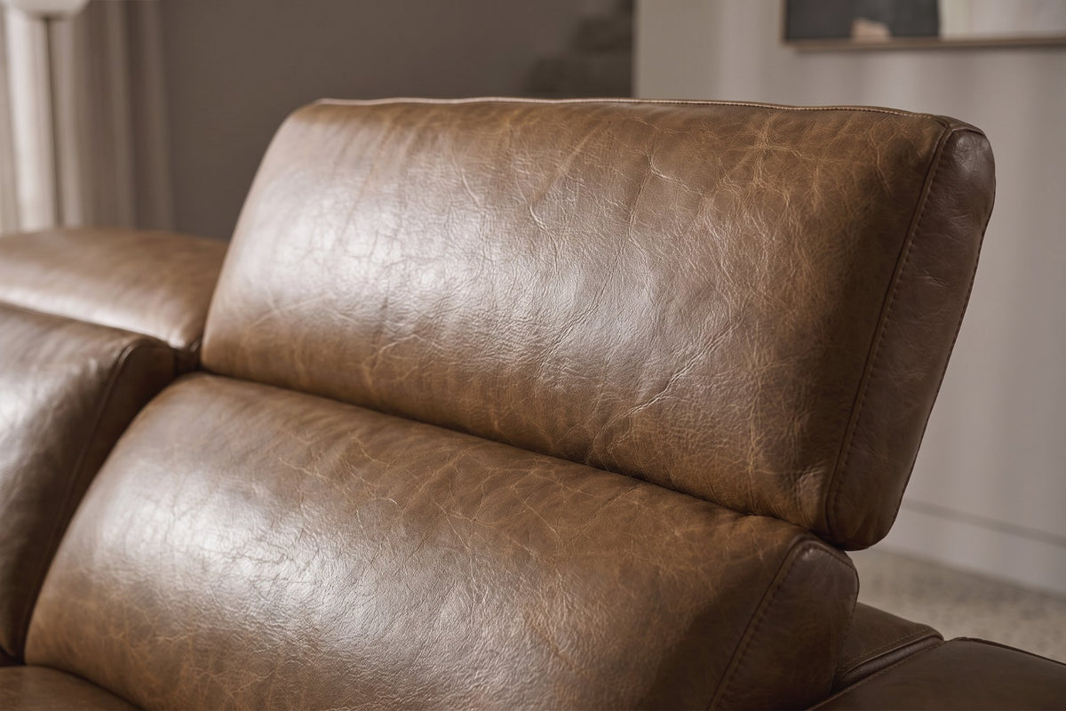 Esther Distressed Italian Aniline Leather Corner Recliner Sectional Sofa