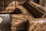 Esther Distressed Italian Aniline Leather Corner Recliner Sectional Sofa