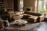 Esther Distressed Italian Aniline Leather Corner Recliner Sectional Sofa