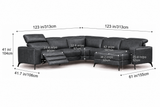 Esther Distressed Italian Aniline Leather Corner Recliner Sectional Sofa
