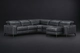 Esther Distressed Italian Aniline Leather Corner Recliner Sectional Sofa