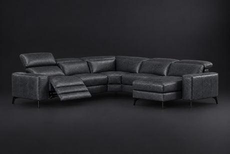 Esther Distressed Italian Aniline Leather Corner Recliner Sectional Sofa