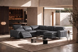Esther Distressed Italian Aniline Leather Corner Recliner Sectional Sofa