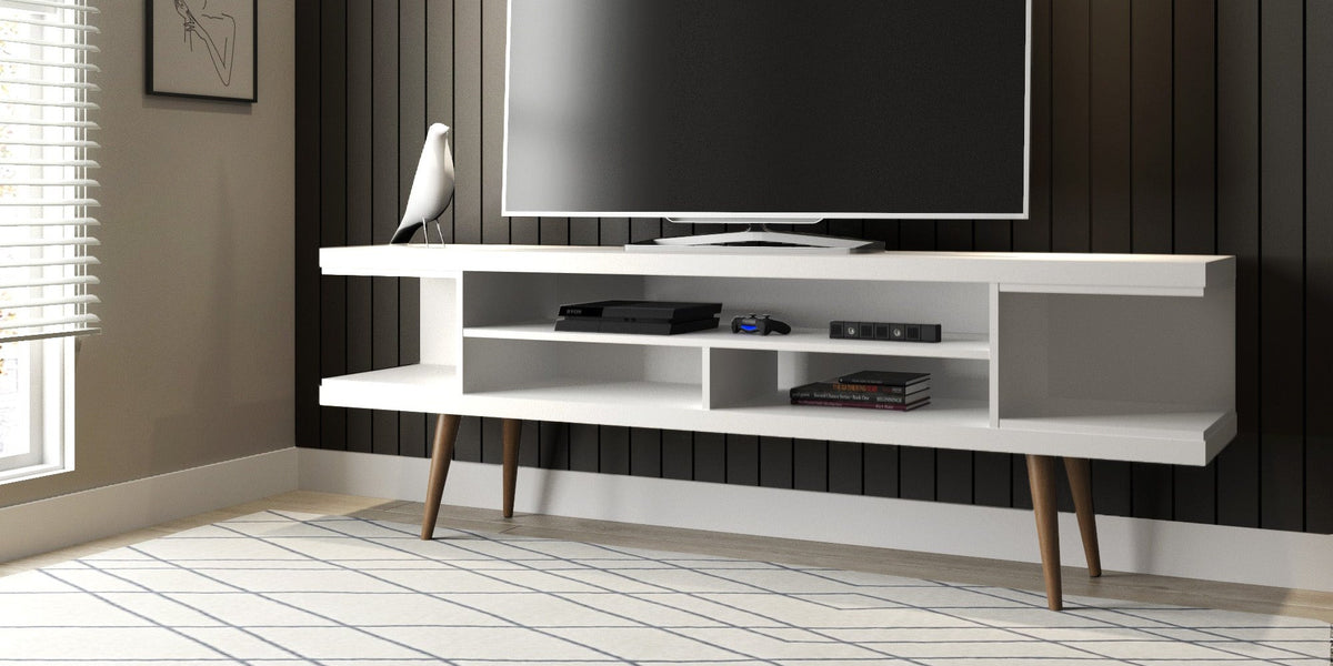 Eureka Modern 70.47" TV Stand with 4 Shelves - White