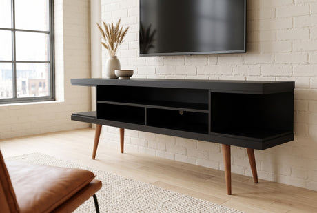 Eureka Modern 70.47" TV Stand with 4 Shelves - Black/Maple Cream