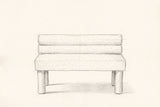 Pencil drawing of the Fabriano bench traced from the front view